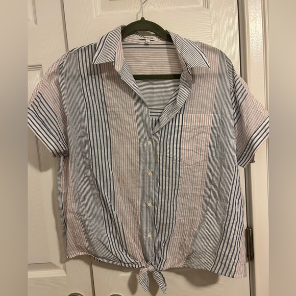 Madewell short sleeve tie front shirt - S - Picture 4 of 5